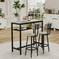 thumbnail image 3 of Spaco Bar Table and Chairs Set, Square Table With 2 Stools, Dining Pub Set for 2, Space Saving Dining Table Set for Indoor, Grey, 3 of 9