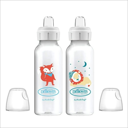 Dr. Brown's Options+ Sippy Spout Baby Bottles, Fox & Lion, 8 Ounce, 2