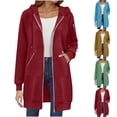 thumbnail image 2 of Long Zip Up Sweatshirts for Women Hooded Casual Jackets Long Sleeve 2025 Fall Winter Outerwear with Pockets, 2 of 6