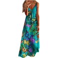 thumbnail image 1 of PENGXIANG Femmes Robes Été Casual Maxi Robe Mode Imprimé V-Cou Bretelles Sans Manches Pull Robe Longue Sundress, 1 of 5