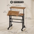 thumbnail image 3 of HOMCOM Stand Up Desk, Height Adjustable Rolling Computer Desk, Brown, 3 of 10