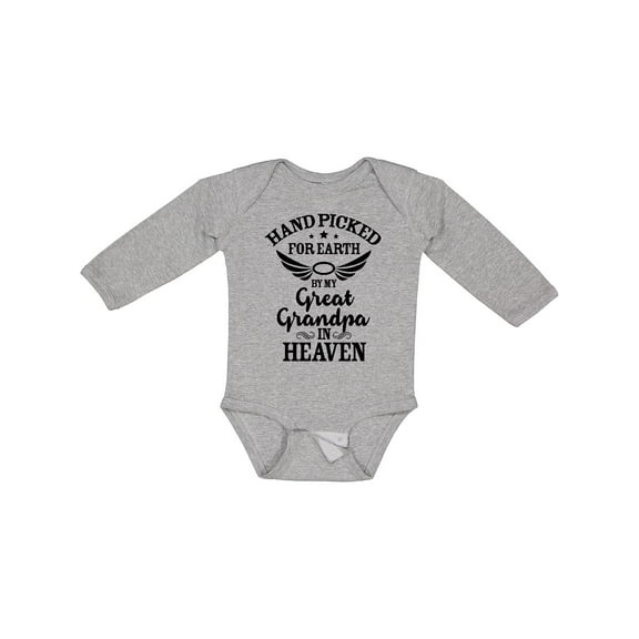 Inktastic Handpicked for Earth by My Great Grandpa in Heaven Boys or Girls Long Sleeve Baby Bodysuit