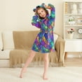 thumbnail image 3 of FORMRS Niños Bathrobe Unisex Hooded Robe Soft Plush Pajamas Sleepwear, Size 2-3T, Vibrant Stained Glass Pattern, 3 of 7