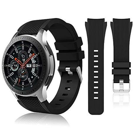 HSWAI Compatible Samsung Galaxy 46mm/ Gear S3 Frontier/Classic Watch Bands, Soft Silicone Band 22mm Replacement for Samsung Galaxy Watch SM-R800 (46mm)?Gear S3 Frontier, Classic Smart Watch.(Black)