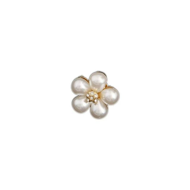 Broche elegante en forma de flor de perla con centro de cristal