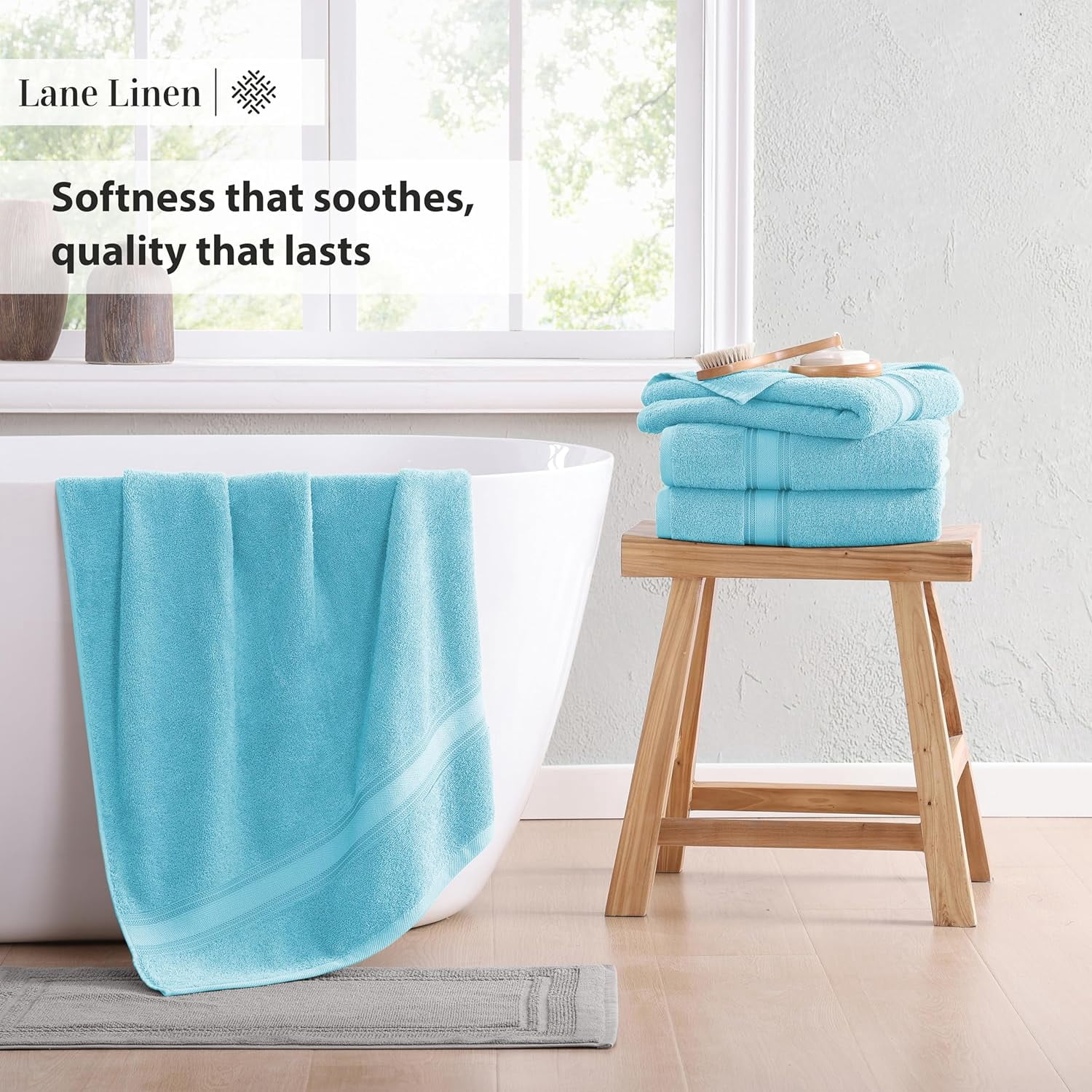 Extra Large Bath Towels for Bathroom, Zero Twist, 100% Cotton Quick Dry Bath Sheet Set, Bath Towel Sets for Bathroom, Soft Shower Towels, Hotel Towels, Luxury Bath Towels Set of 4 - Blue