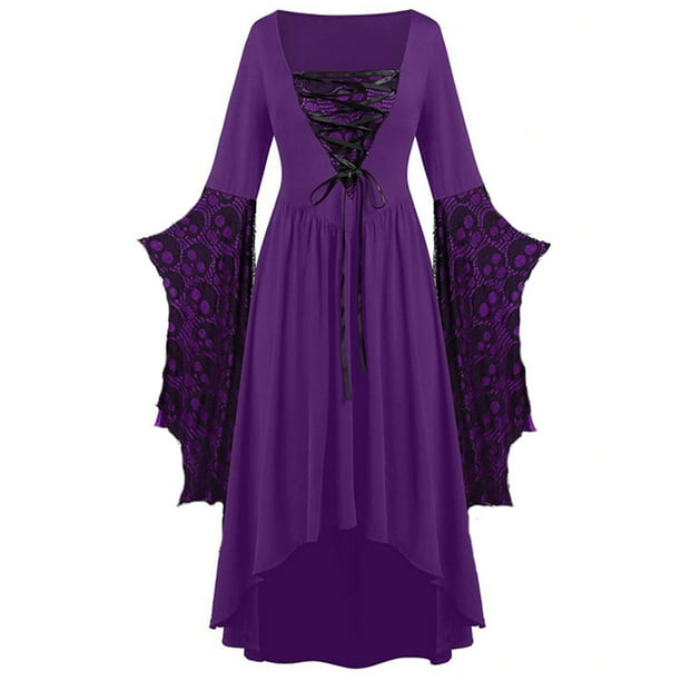 Renaissance Dress Women Retro Medieval Dresses Halloween Essential Plus