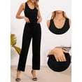 thumbnail image 2 of DARING DIVA Women's Casual Sleeveless Crew Neck Wide Leg Pants XS Black, 2 of 6
