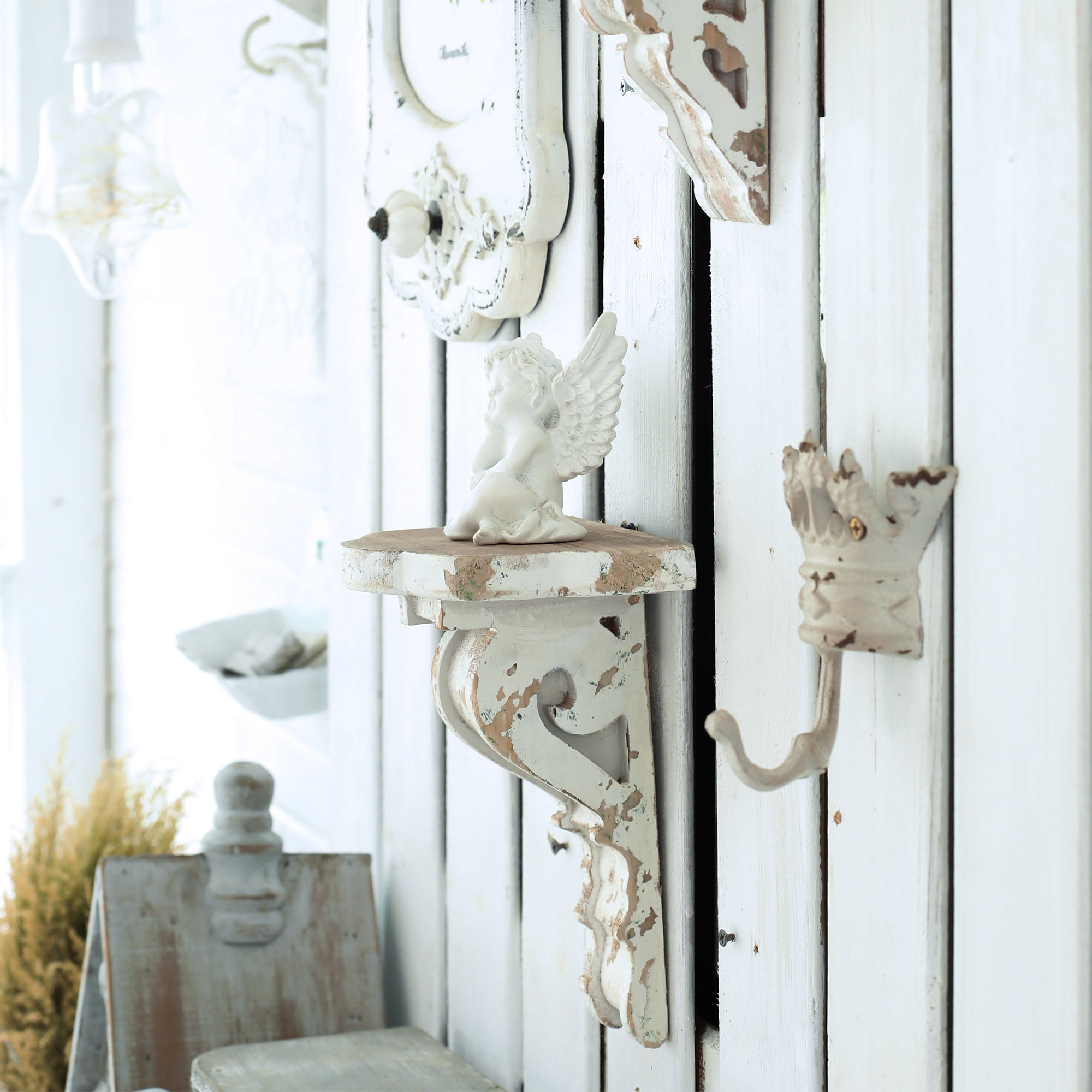 Wood Corbels Shabby Wood Brackets Decorative Shelf Brackets in Diffferent Shape Vintage White Wooden Corbels Wall Decor Door Inner Corner Decoration