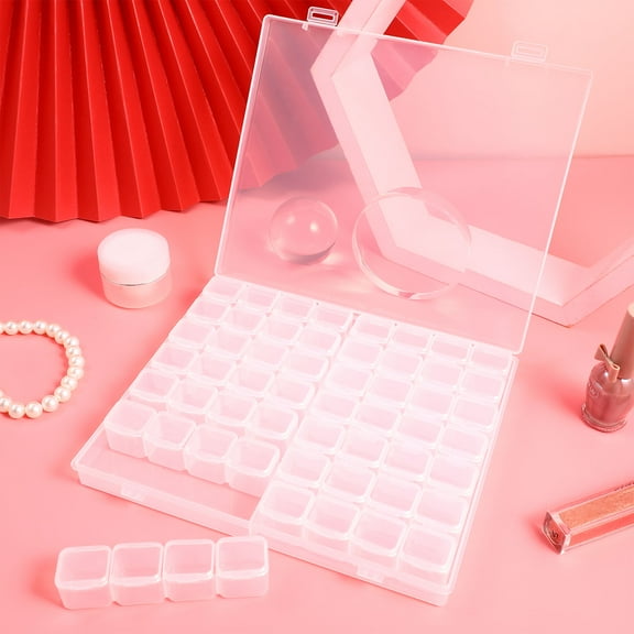 WRITWAA Clear Rhinestone Jewelry Box Organizer for Beads Charms Storage with Multiple Compartments