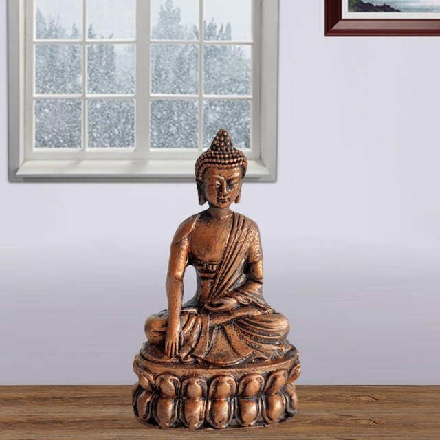 de adorno de asiento de Buda meditando, escultura de estatua de Buda , decoración interior / exterior para el hogar, jardín, patio, - Bronce rojo Macarena Estatua de Buda