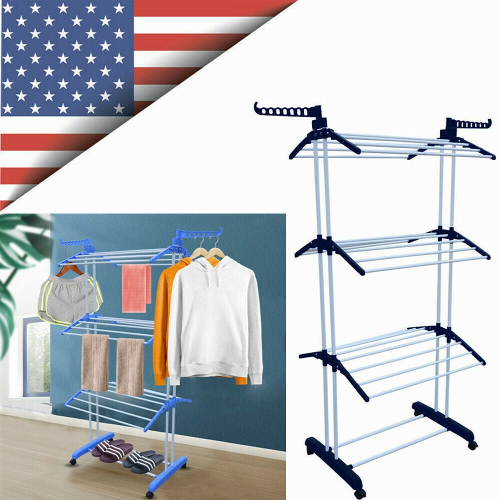 Details about   3Tier Laundry Organizer Folding Drying Rack Clothes Dryer Hanger Stand 