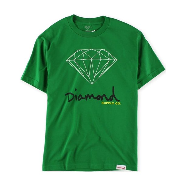 Camiseta gráfica Diamond Supply Co para hombre con Logo esbozado verde extragrande