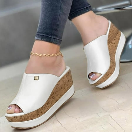 

Cathalem Solid Summer Shoes Shoes Fashion Sandals Color Platform Roman Wedge Ladies Sandals Women s Women Sandals Heels Size 8 White 8