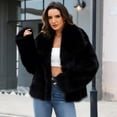 thumbnail image 4 of Levmjia Women's Faux Fur Coat Lapel Collar Long Sleeve Winter Warm Outerwear Fluffy Plush Jacket Open Front Solid Color, 4 of 5