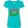 thumbnail image 3 of Inktastic Nice Until Proven Naughty with Holly and Gingerbread Man Women's V-Neck T-Shirt, 3 of 5