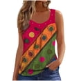 thumbnail image 3 of Jinhomg Pleated Tank Top for Women Floral Print Sleeveless T Shirts Boho Summer Beach Tops Dressy Casual Tunic Blouses Hot Pink XXXL, 3 of 6