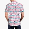 thumbnail image 3 of Balery Striped Flamingo Printed Men’s Short Sleeve Polo Shirt, Midweight Men's Shirt,Golf Polo shirts -X-Large, 3 of 8