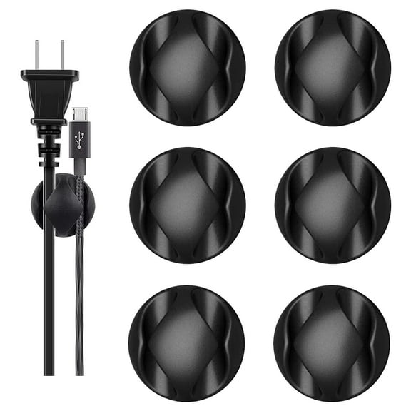NimJoy 12 Slots Black Cable Clips Holiday Wires Organizer Adhesive Cord Holders Management for Home College-Dorm Office Car, 6PK