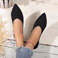 thumbnail image 2 of Women's Pointed Toe Flat Shoes Solid Color Knitted Slip on Shoes Casual Breathable Ballet Flats Women Flat Shoes Loafers Women, 2 of 5