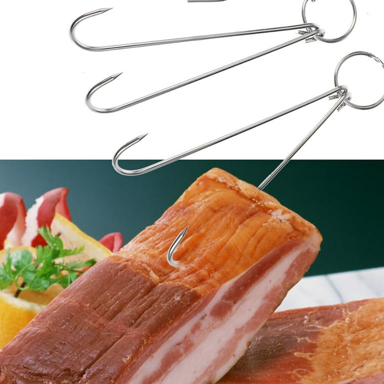 2pcs Practical Drying Meat Hooks Stainless Steel S Shaped Hooks Hanger with  Double Hooks BBQ Grill Hanging Rack for Bacon Hams Meat Processing (6cm  Diameter 30cm Length) 