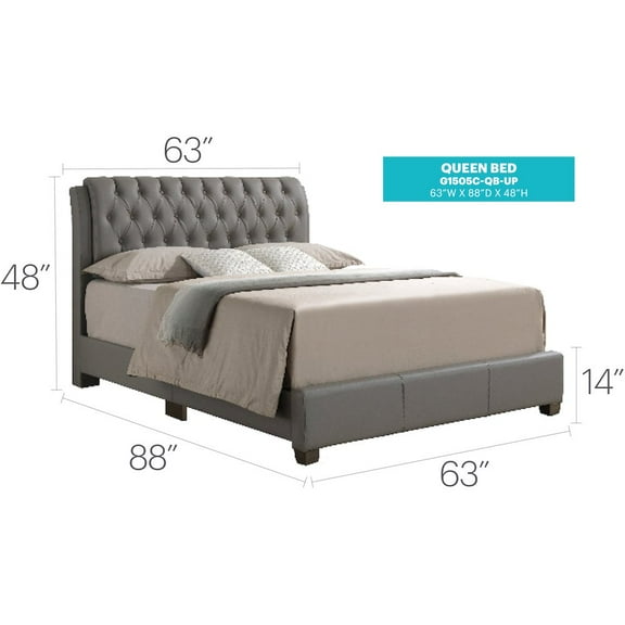 Glory Furniture Marilla Full Bed in Light Grey Color