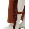 thumbnail image 6 of Zaldita Mens Suede Fringe Western Cowboy Chap Fancy Dress Outfit Fashion Trousers Leggings Brown L, 6 of 7