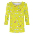 thumbnail image 5 of Cavosen Happy Easter Women's 3/4 Sleeve Tops in Clothing Summer Bunny Print Pullover Shirts Round Neck Festival Blouse Vacation Holiday T Shirts Casual Dressy Tees Yellow M, 5 of 5