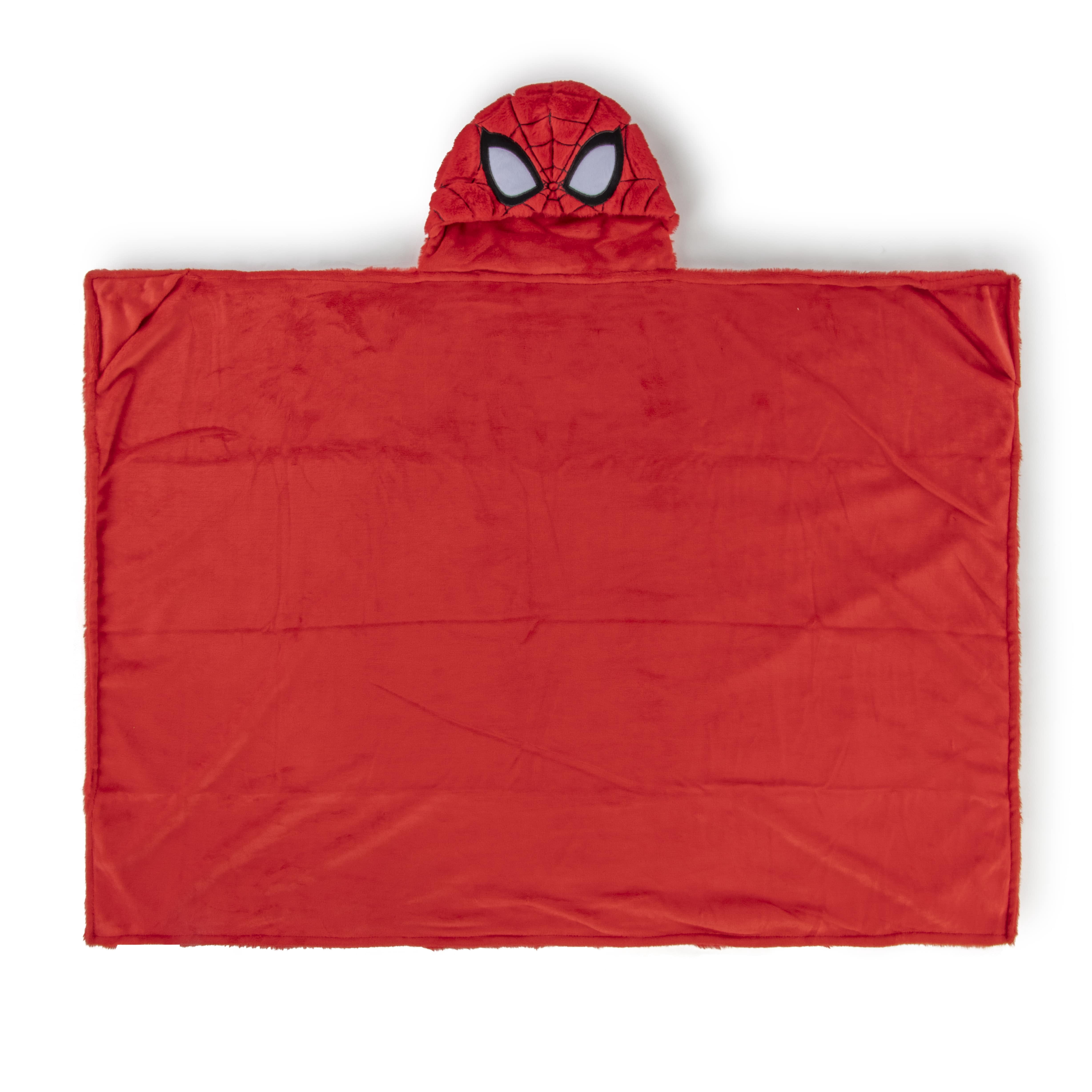 Spiderman Kids Hooded Silk Touch Throw Blanket, Polyester Faux Fur, Red, Marvel, 54" x 40"