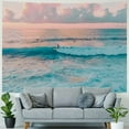 thumbnail image 4 of PRATYUS  Ocean Pink Sky Tapestry, Teal Sea Ocean with Pink Cloud Wall Tapestry for Bedroom, Pastel Nature Landscape Wall Hanging Tapestry Wall Art for Living Room Home Decor Painting, 4 of 6