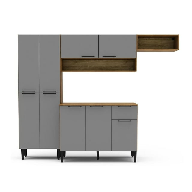 Cocina Integral Mobi Angola 2.32 m color Gris con café