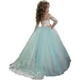 thumbnail image 5 of Lace Embroidery Sheer Long Sleeves Kids Trailing Gowns, 5 of 5