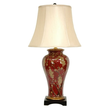 Oriental Furniture Glazed Sakura Blossom Vase Table Lamp Oriental Furniture Glazed Sakura Blossom Vase Table Lamp