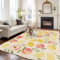thumbnail image 2 of Summer Fruit Area Rugs 8'x10', Washable Small Throw Rugs for Living Room Patio, Spring Botanical Lemon Peach Rustic Indoor Outdoor Rug Non-Slip Low Pile Carpet Runner Reversible Floor Mats, 2 of 8
