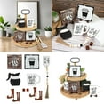 thumbnail image 2 of Coffee Bar Decoration Logo Farmhouse Layered Tray Decoration Coffee Wood Logo Mini Coffee Cup Wood Pearl Ring Rural Layered Tray Kitchen Table Tier Tray Ornament Two Tie Trays Kitchen Sign Coffee Tray, 2 of 4