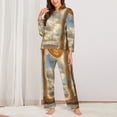 thumbnail image 2 of Haiem Golden Drapes Pillars Clouds Pattern Women’s Long-sleeve Sleepwear,Sleepwear Set,2-piece Loungewear Set,Soft PJs Comfy Nightwear with Pockets-Medium, 2 of 7