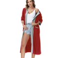 thumbnail image 5 of Defitshape Women's 3/4 Sleeve Robe House Coat Zipper Bathrobes Full Zip Home Baggy Knit Basic Nursing Housecoat Duster Robe Pocket Burgundy 10-12, 5 of 5