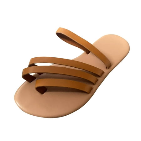

dmqupv Ball of Foot Cushions for Women Sandals Summer Summer And Flops Slippers Peep Toe Flat Sandals for Women Brown 6.5