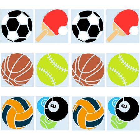 18Pcs Sports Ball Drawing Painting Stencil Football Basketball Baseball Volleyball Table Tennis Reusable Plastic Template Tool