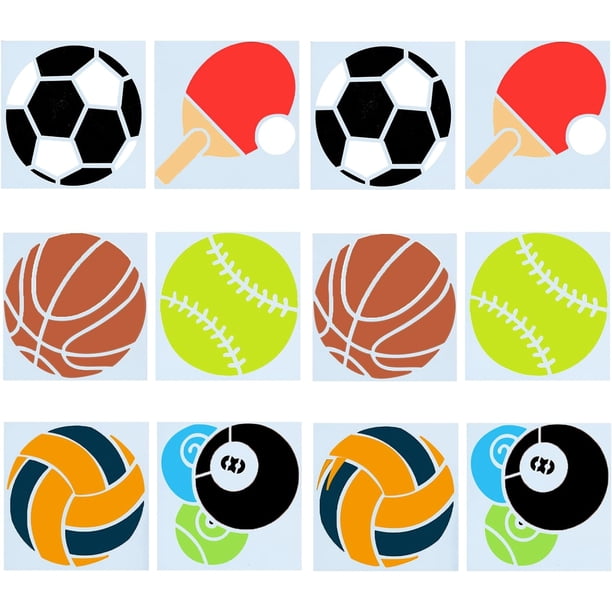 18 plantillas de plástico reutilizables para dibujar y pintar pelotas deportivas, fútbol, baloncesto, béisbol, voleibol, tenis de mesa.
