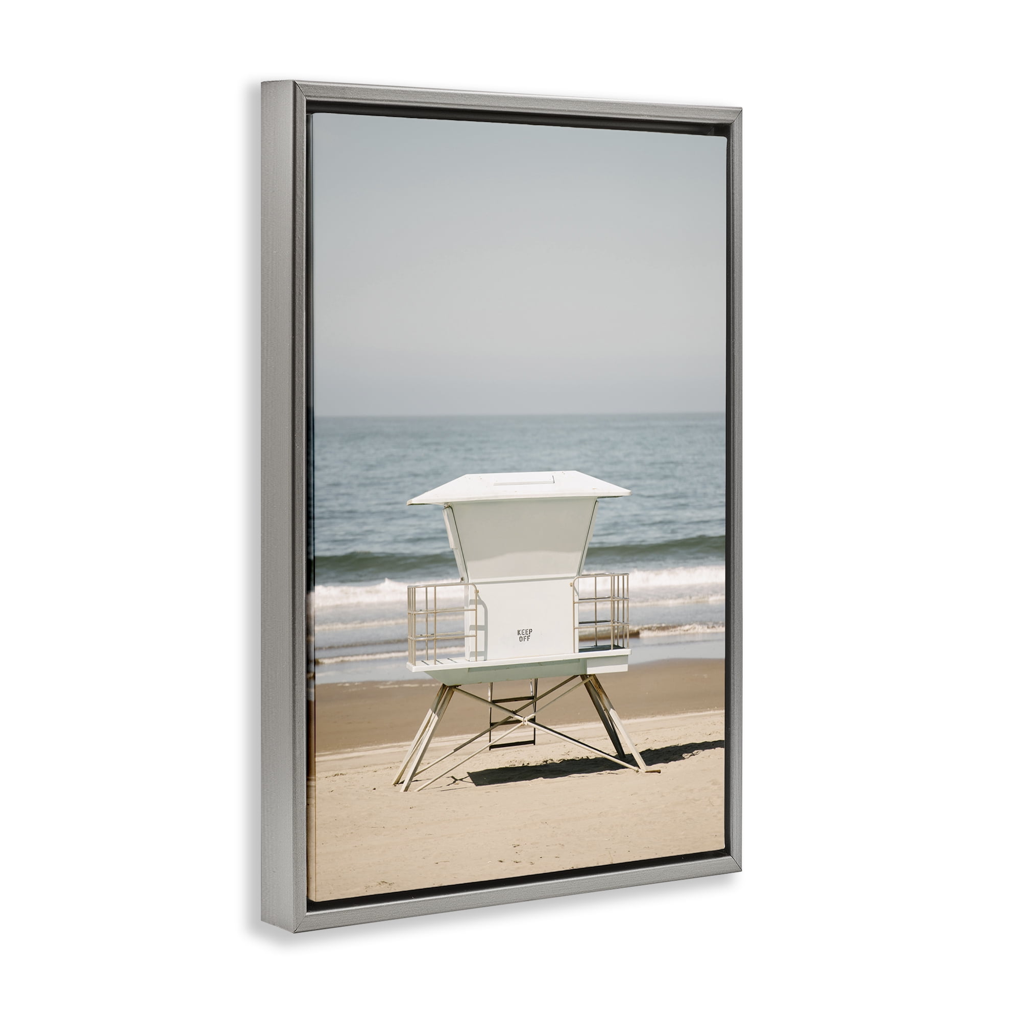 Stupell Industries Surf Shack on Shore Nautical & Beach Photography Gray Floater Framed Canvas Art Print Wall Art, 17 x 25