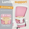 thumbnail image 6 of COOLHUT Home Office Chair with Flip-up Armrests for Standing Desk, Ergonomic Computer Office Desk Chair with Adjustable Foot Ring, Office Desk Chairs with Adjustab Lumbar Support for Workplanc, Pink, 6 of 12
