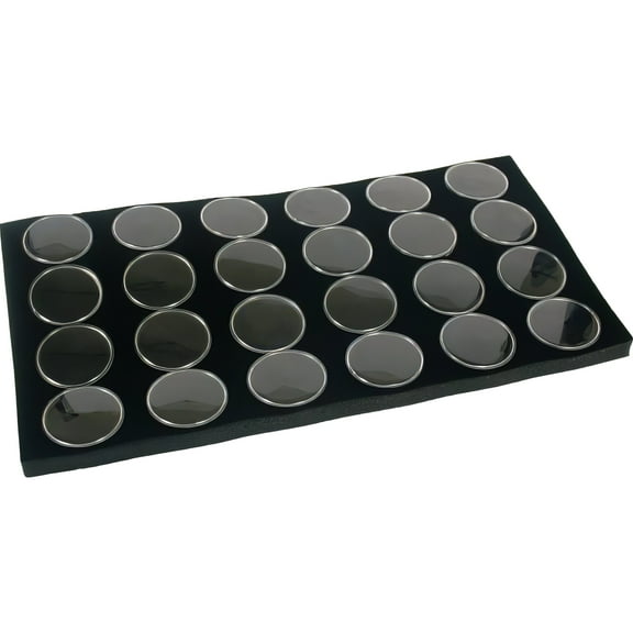 24 Black Foam Gem Jars Gemstone Storage Display Tray Insert