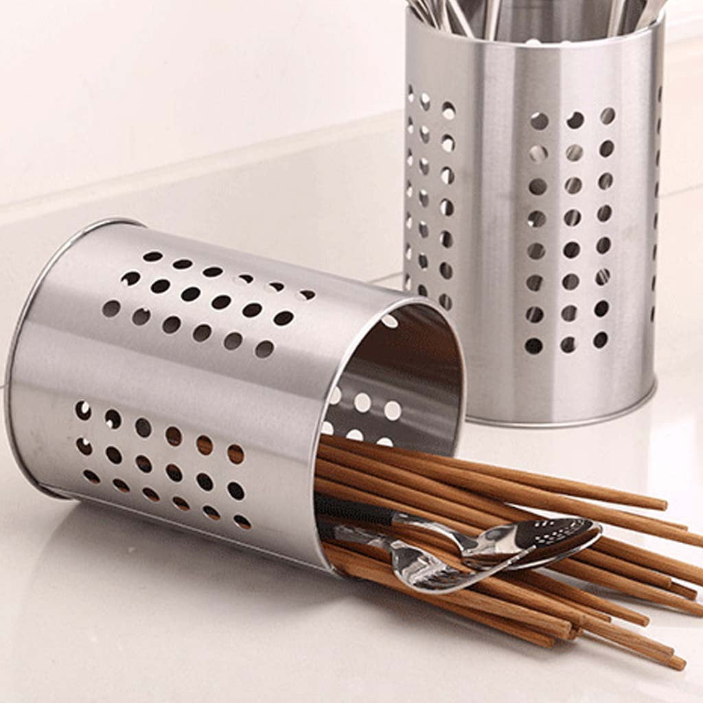 Oasiva Stainless Steel Kitchen Cooking Utensils Holder Crock Drainer Flatware Caddy Cut