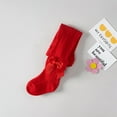 thumbnail image 2 of Baby Girls Tights Cable Knit Seamless Leggings with Bow Toddler Girl Cotton Warm Pantyhose, 2 of 6