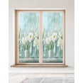 thumbnail image 2 of Window Privacy Film Spring Floral Stained Glass Window Film Decorative Sun Block Window Cover Watercolor Summer Flowers Teal White Window Clings Static Adhesive Sticker for Bathroom 23.6"x59", 2 of 6