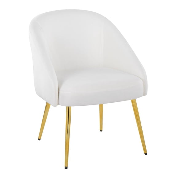 LumiSource Gold Metal, White Velvet Shiraz Chair