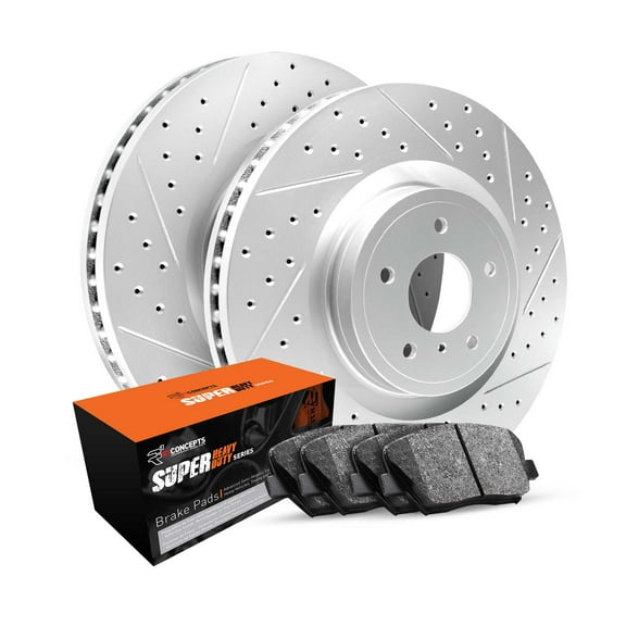 R1 Concepts Front Brakes and Rotors Kit |Front Brake Pads| Brake Rotors and Pads| Super Duty Brake Pads and Rotors WBXN1-99081