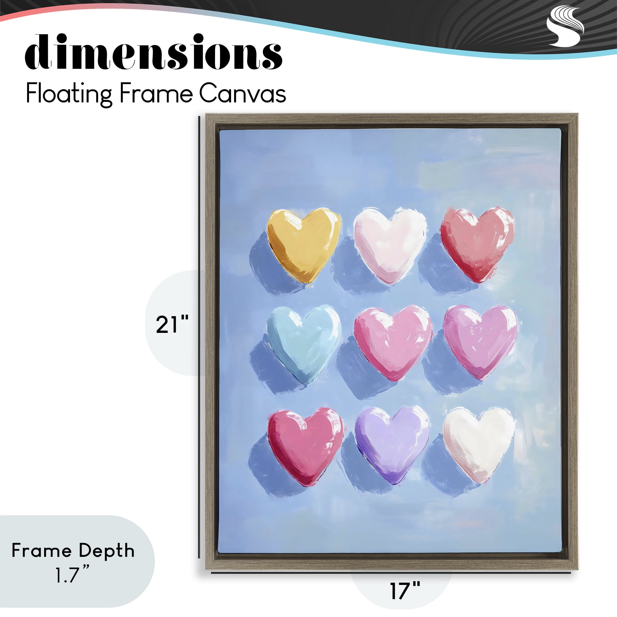Stupell Industries Pastel Heart Grid Brown Framed Floater Canvas Wall Art, design by The Prints Vibe