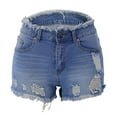thumbnail image 7 of PBNBP Denim Shorts Women Distressed Jeans Shorts for Women Frayed Raw Hem Shorts Mid Waisted Summer Outdoor Cool Shorts, 7 of 7